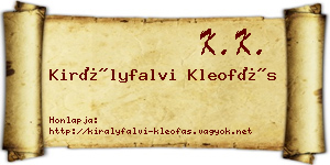 Királyfalvi Kleofás névjegykártya
